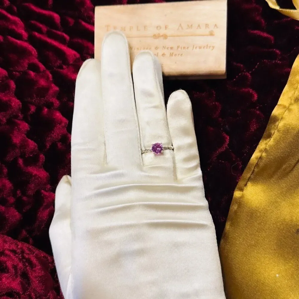 James Allen 14K Gold Natural Pink Sapphire Diamond Engagement Ring Size 6
